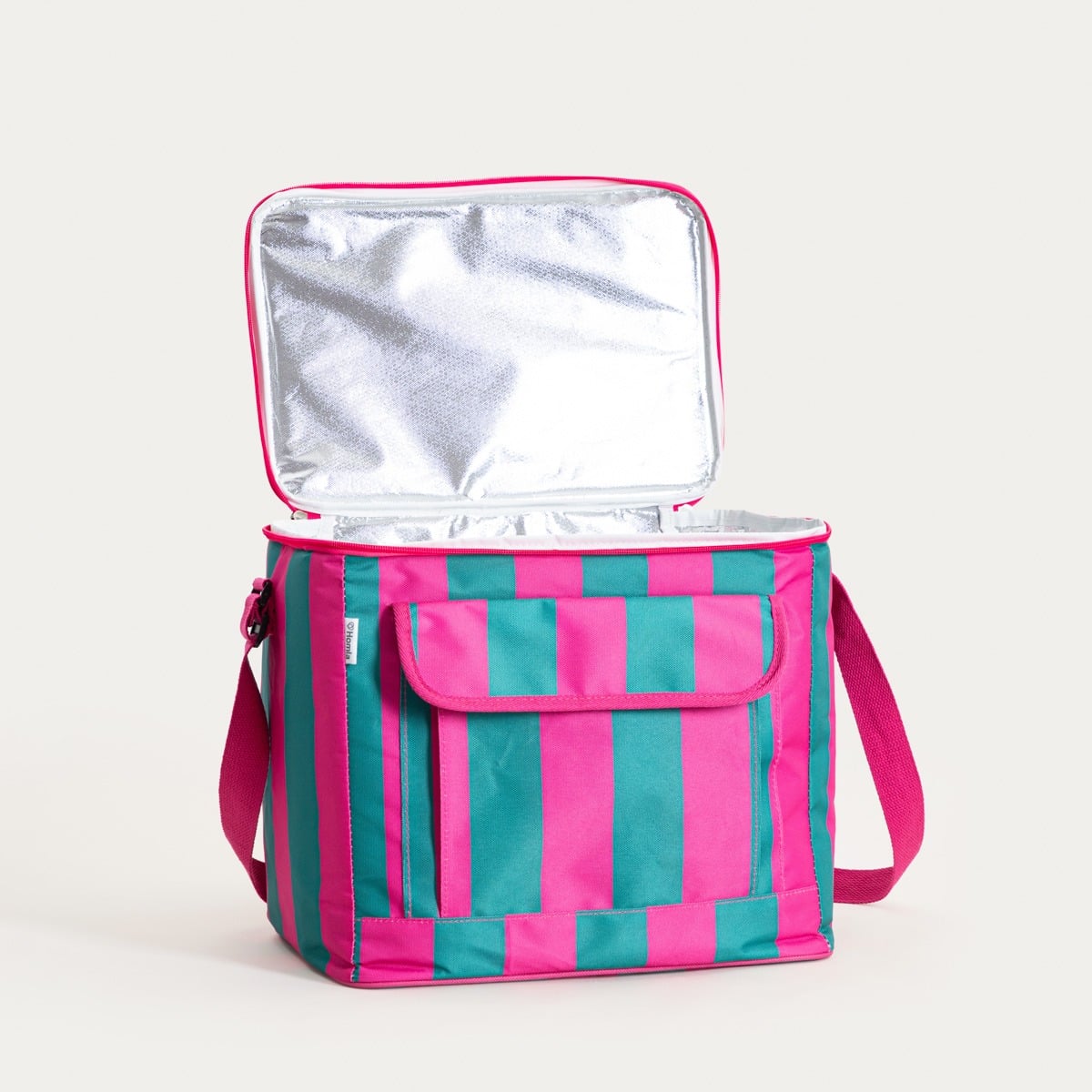 RAYAS Thermal Bag in Pink and Turquoise Stripes | 32x23x28 cm