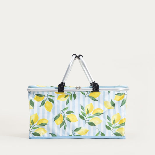 SIDRUM Thermal Basket in Lemons - Insulated Picnic & Beach Bag