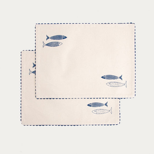 NILGI Cotton Table Mats with Nautical Motif, Set of 2