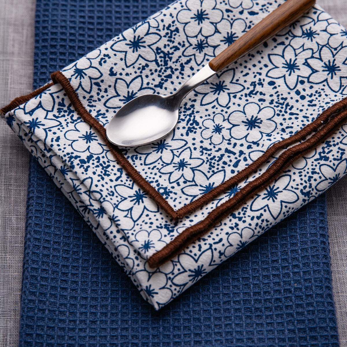 Set of 2 SALADO Cotton Floral Kitchen Towels 45x65cm