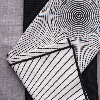 Set of 2 SALADO Cotton Kitchen Towels with Black Pattern 45x65cm