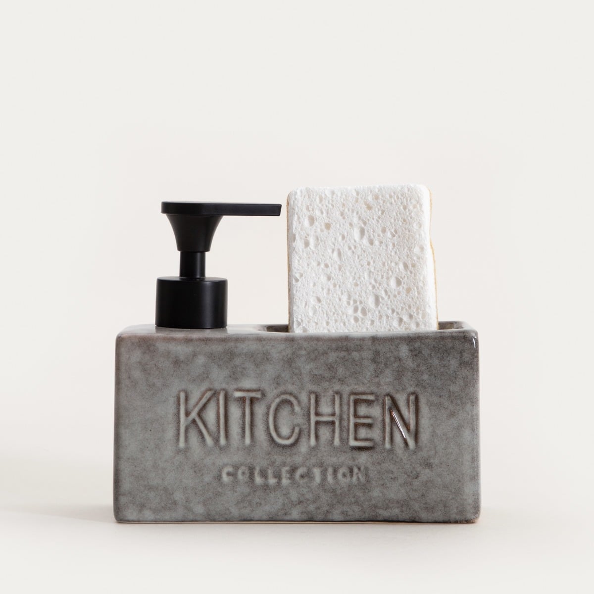 LUTRA Square Grey Soap Dispenser - Kitchen Cleaning Accessory