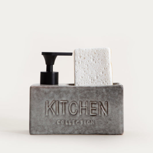LUTRA Square Grey Soap Dispenser - Kitchen Cleaning Accessory