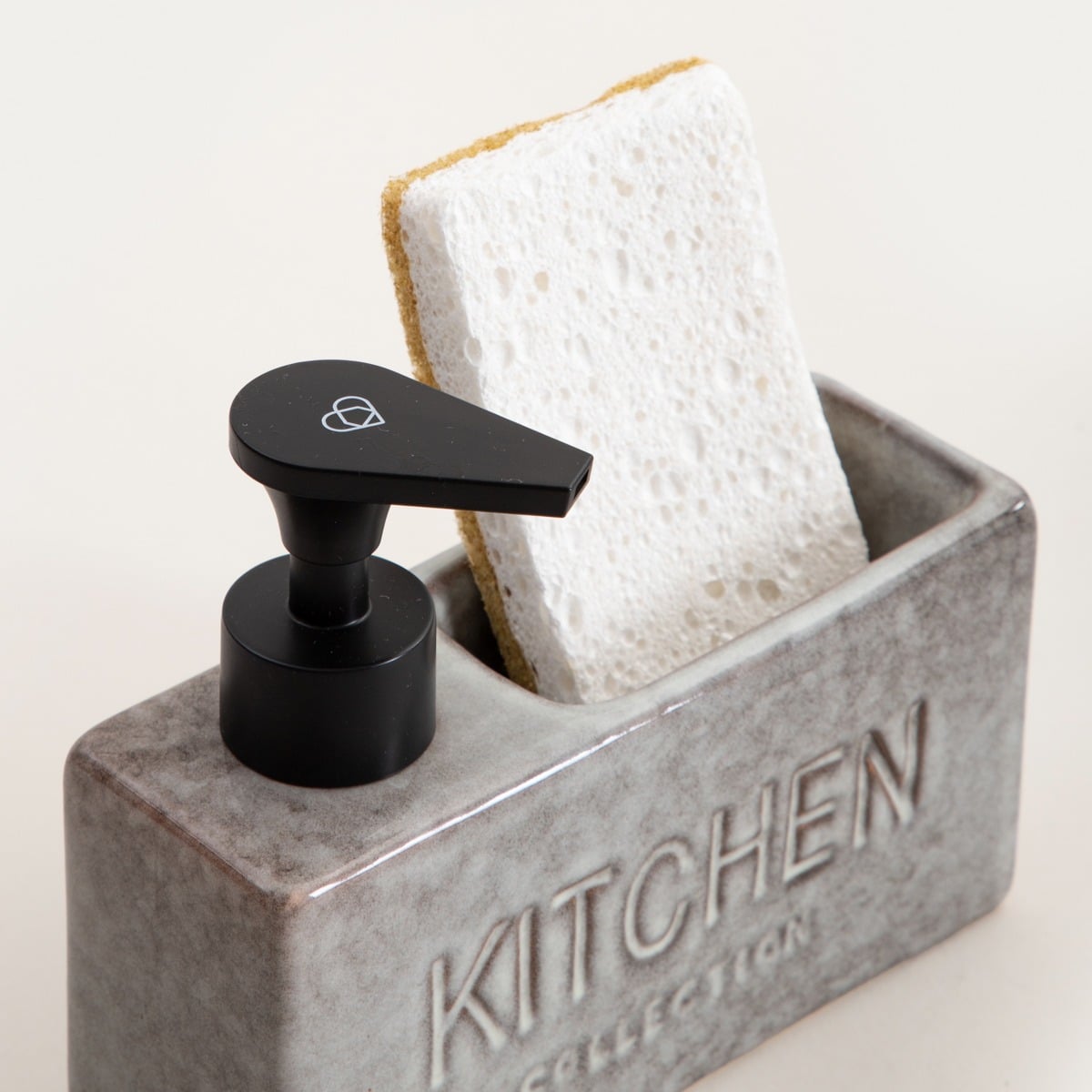 LUTRA Square Grey Soap Dispenser - Kitchen Cleaning Accessory