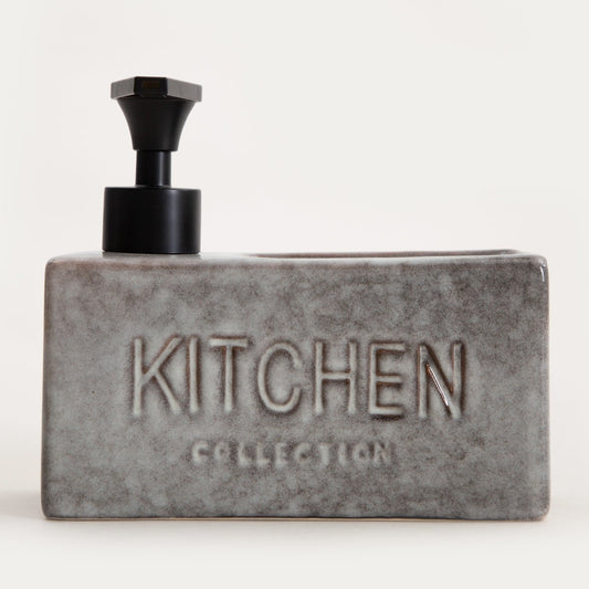LUTRA Square Grey Soap Dispenser - Kitchen Cleaning Accessory