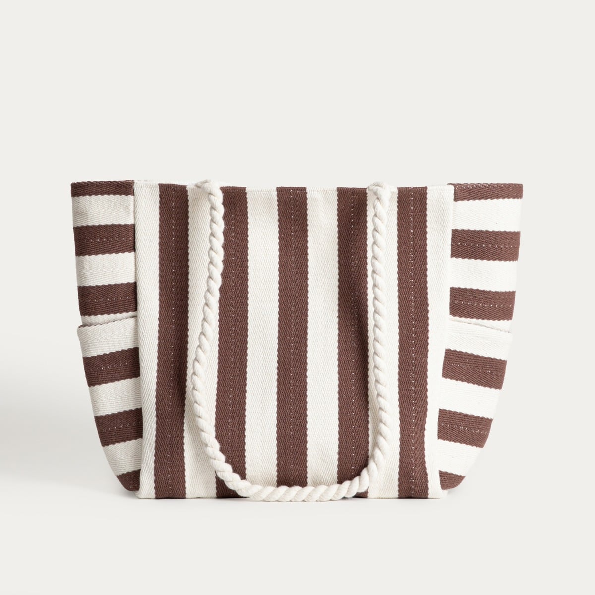RAYAS Beach Bag in Chocolate and Beige Stripes