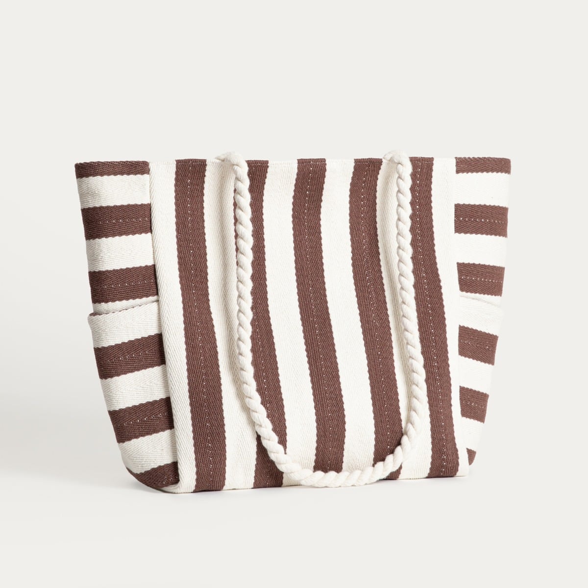 RAYAS Beach Bag in Chocolate and Beige Stripes