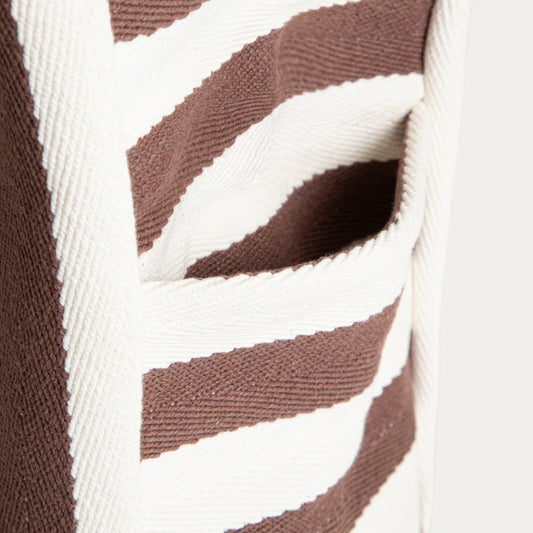 RAYAS Beach Bag in Chocolate and Beige Stripes