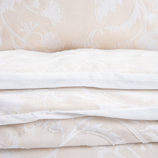 JAKAD Cotton Jacquard Beige Bedding Set 160x200 + 2 Pillowcases