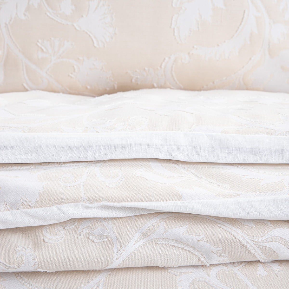 JAKAD Cotton Jacquard Beige Bedding Set 220x200 + 2 Pillowcases