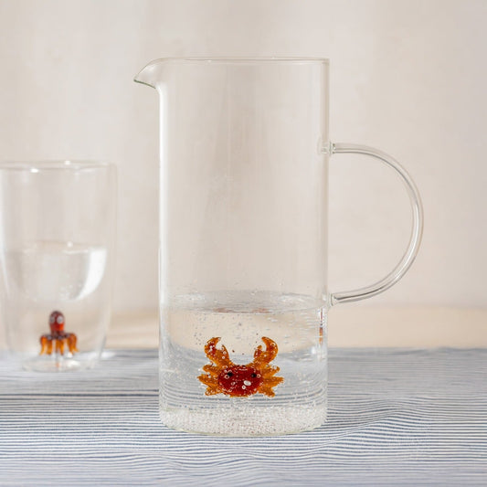 AQUIN Glass Pitcher with Crab Design 1.4L