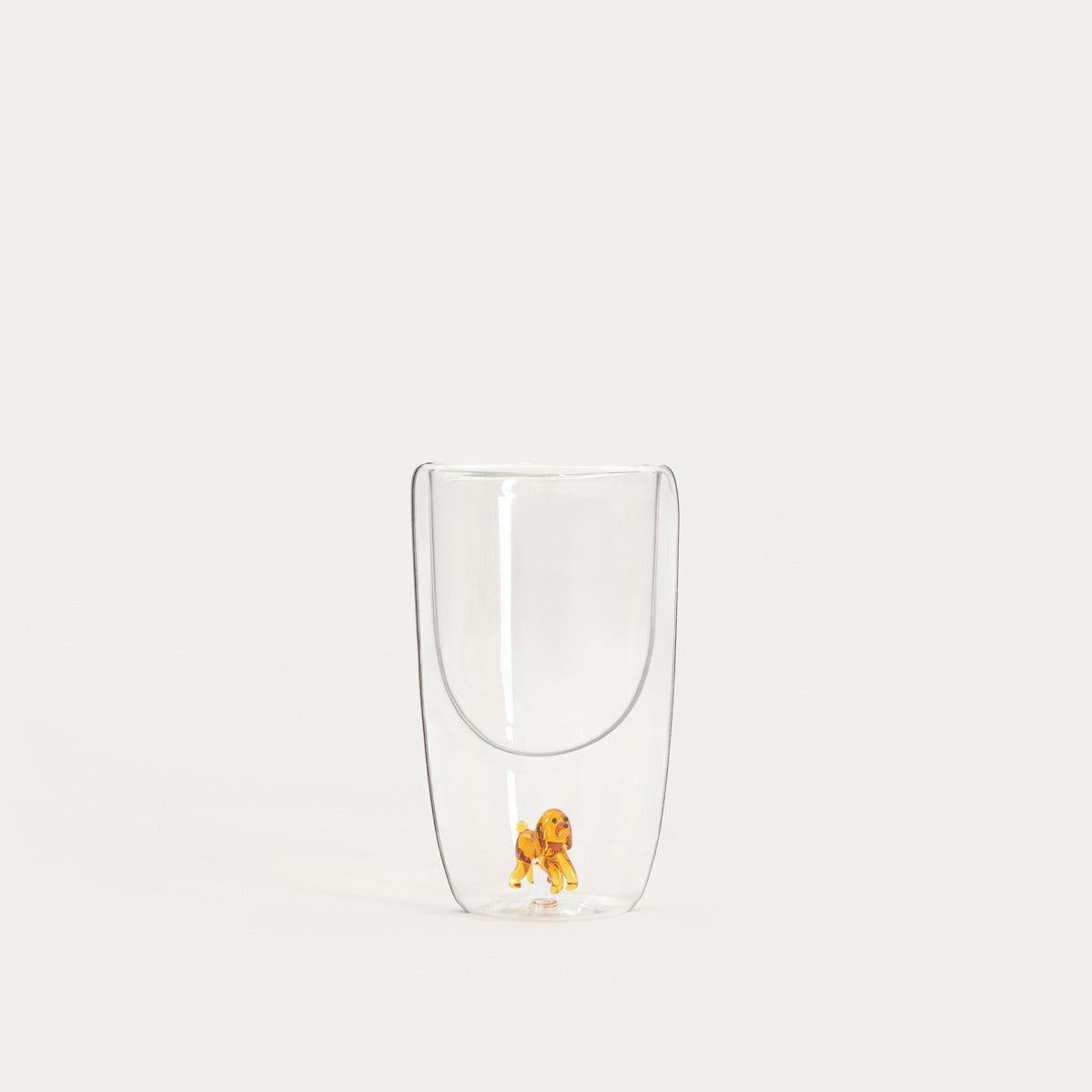 PAWO Double Wall Glass Mug with Dog Figurine 0.35L