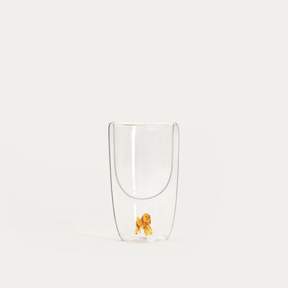 PAWO Double Wall Glass Mug with Dog Figurine 0.35L