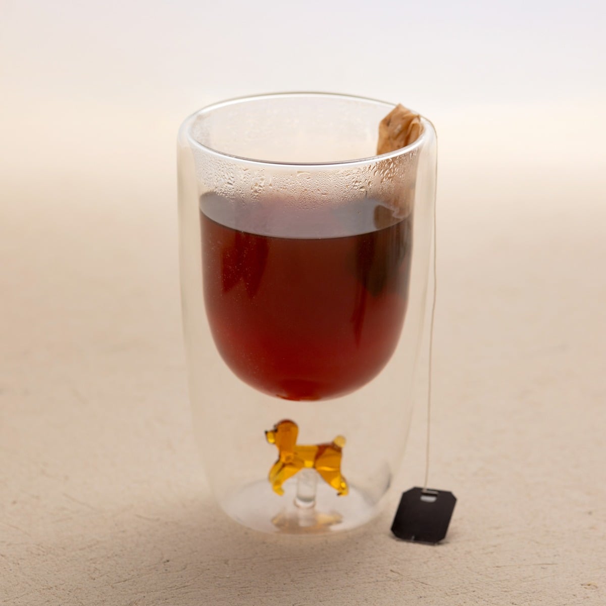 PAWO Double Wall Glass Mug with Dog Figurine 0.35L