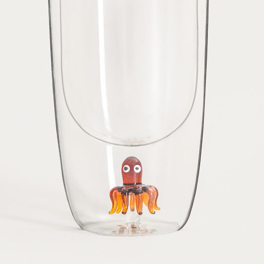 AQUIN Double Wall Glass Mug with Octopus Design 0.35L