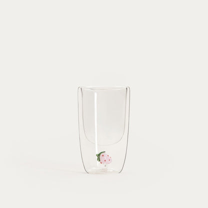 FRULA Double Wall Glass Mug with Strawberry Figurine 0.35L