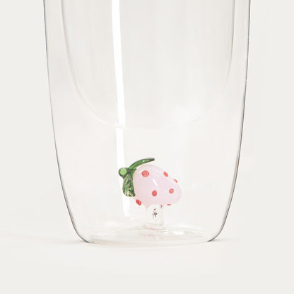 FRULA Double Wall Glass Mug with Strawberry Figurine 0.35L