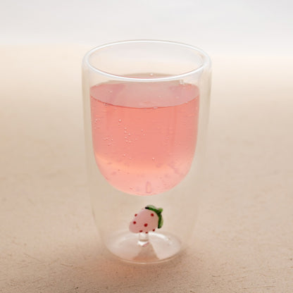 FRULA Double Wall Glass Mug with Strawberry Figurine 0.35L