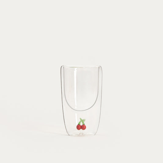 FRULA Double Wall Glass Mug with Cherry Figurine 0.35L