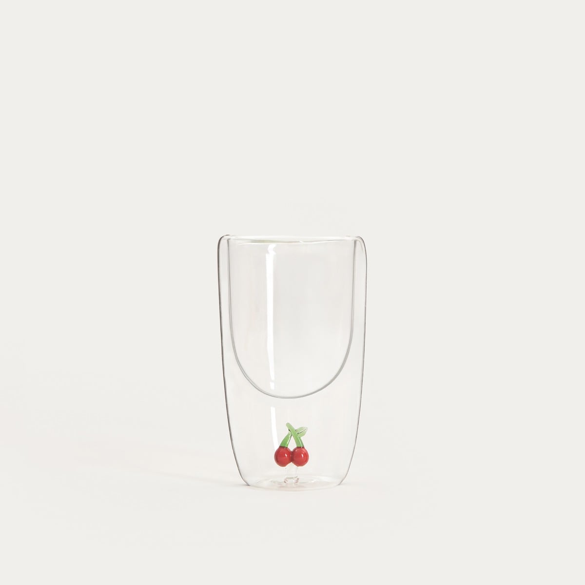 FRULA Double Wall Glass Mug with Cherry Figurine 0.35L