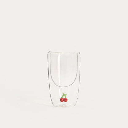 FRULA Double Wall Glass Mug with Cherry Figurine 0.35L