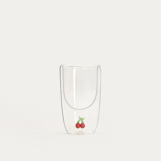 FRULA Double Wall Glass Mug with Cherry Figurine 0.35L