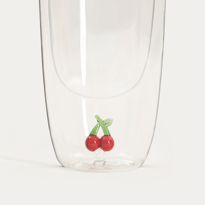 FRULA Double Wall Glass Mug with Cherry Figurine 0.35L