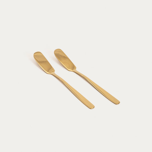 Set of butter knives Set of 2 Gold Butter Knives ABELE 17 cm