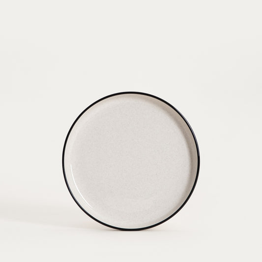 AZRA Dessert Plate with Black Rim - 20 cm Stoneware