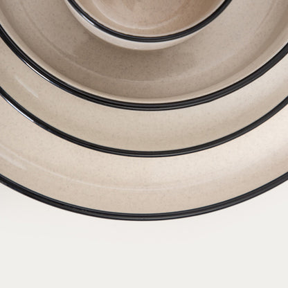 AZRA Dessert Plate with Black Rim - 20 cm Stoneware