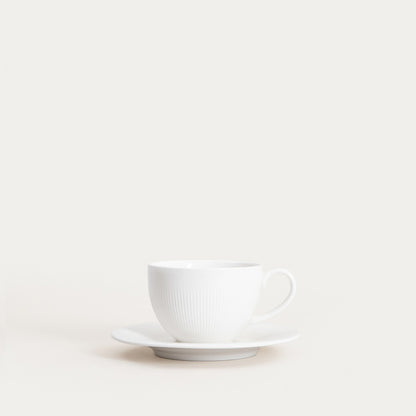 DIBBA Ceramic Cup with Saucer - Fluted Design, 0.15L