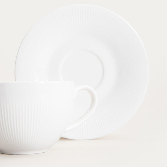 DIBBA Ceramic Cup with Saucer - Fluted Design, 0.15L