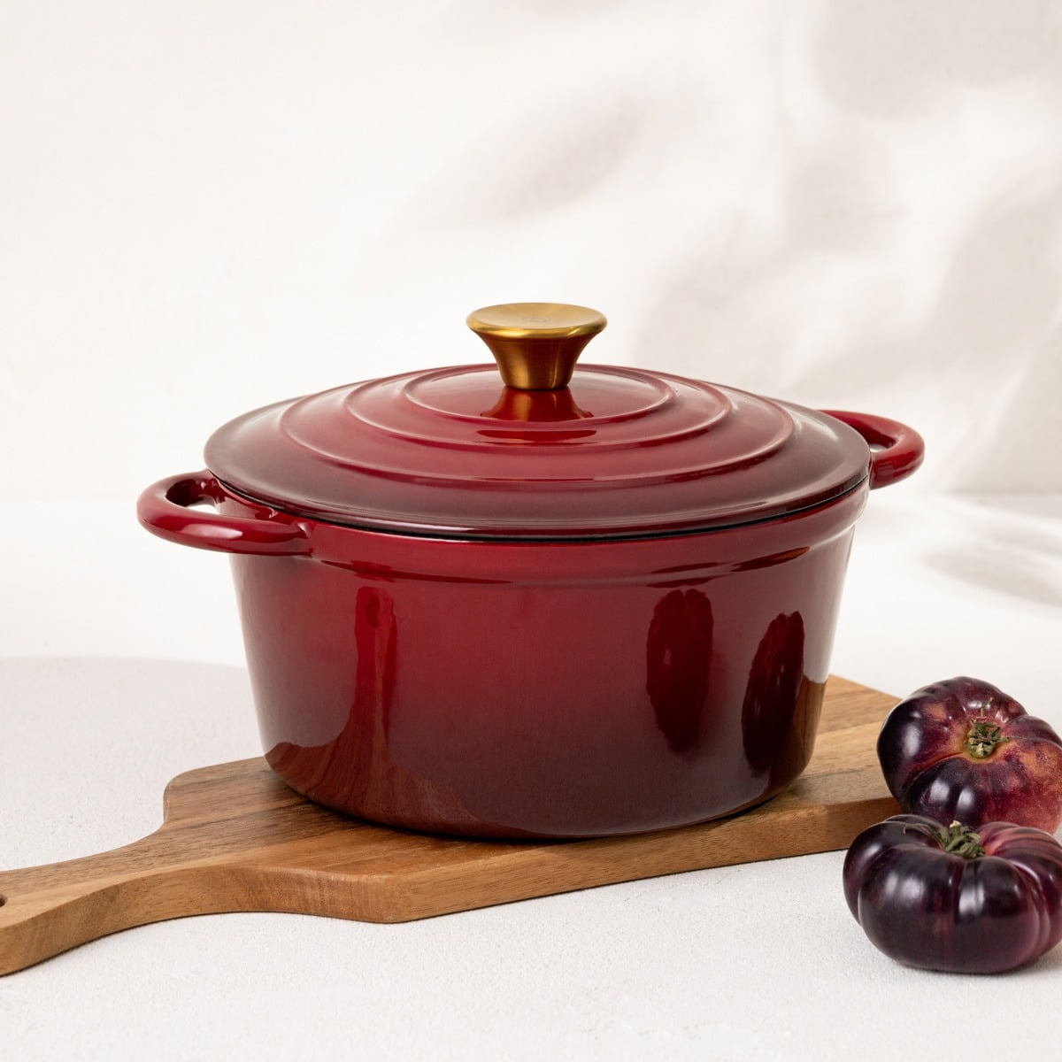 ANDREAS Cast Iron Pot 24cm Maroon Ombre 4L