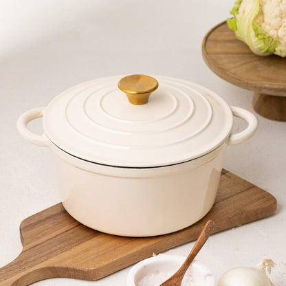 ANDREAS Cast Iron Pot Beige Traditional 24cm 4L