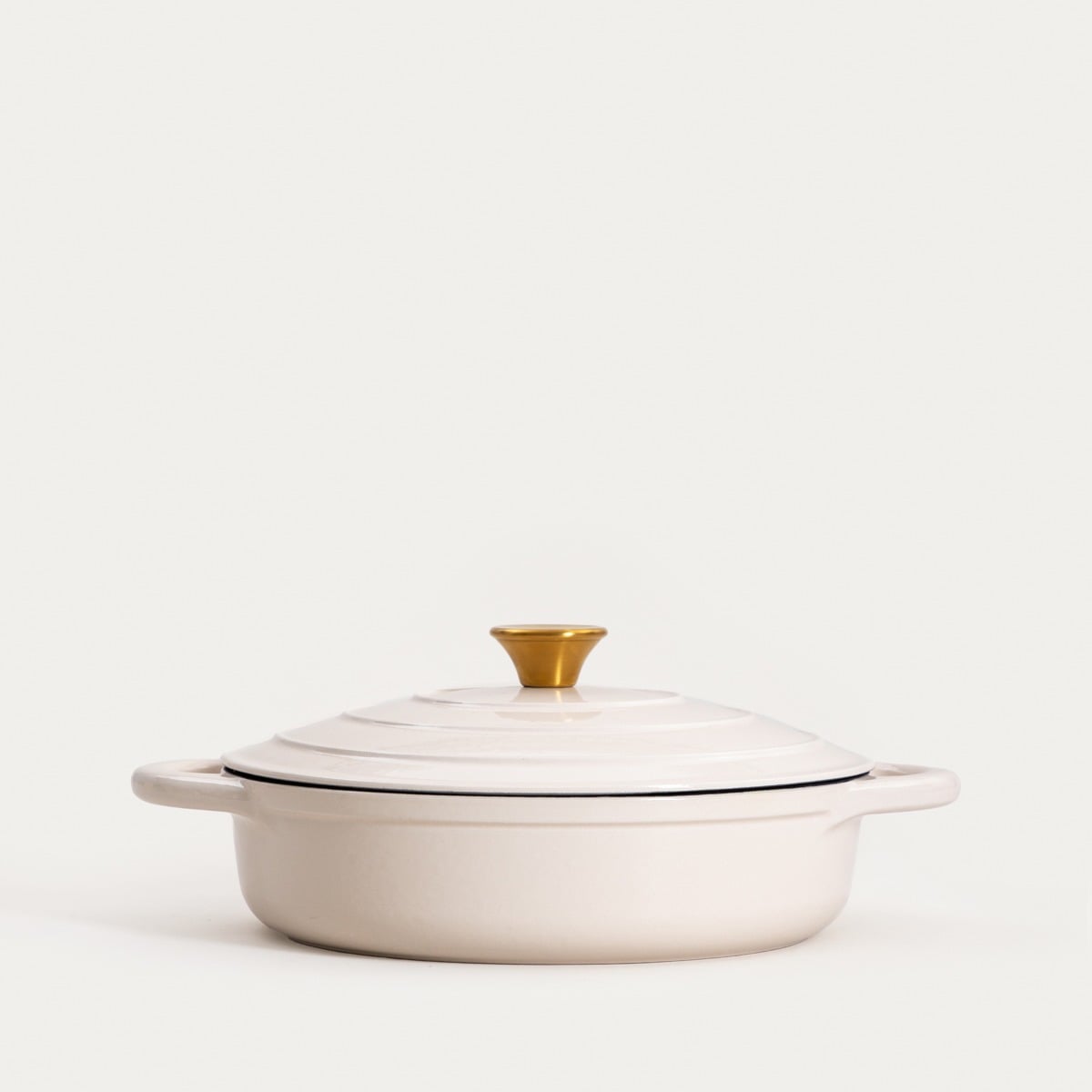 ANDREAS Cast Iron Pot Beige Flat 28 cm | 2.5 L Capacity