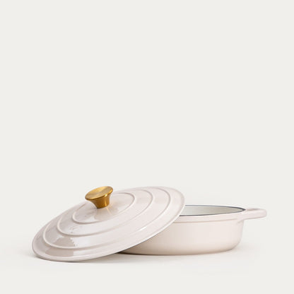 ANDREAS Cast Iron Pot Beige Flat 28 cm | 2.5 L Capacity