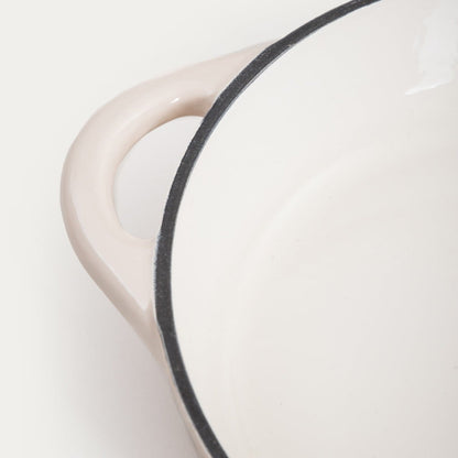ANDREAS Cast Iron Pot Beige Flat 28 cm | 2.5 L Capacity