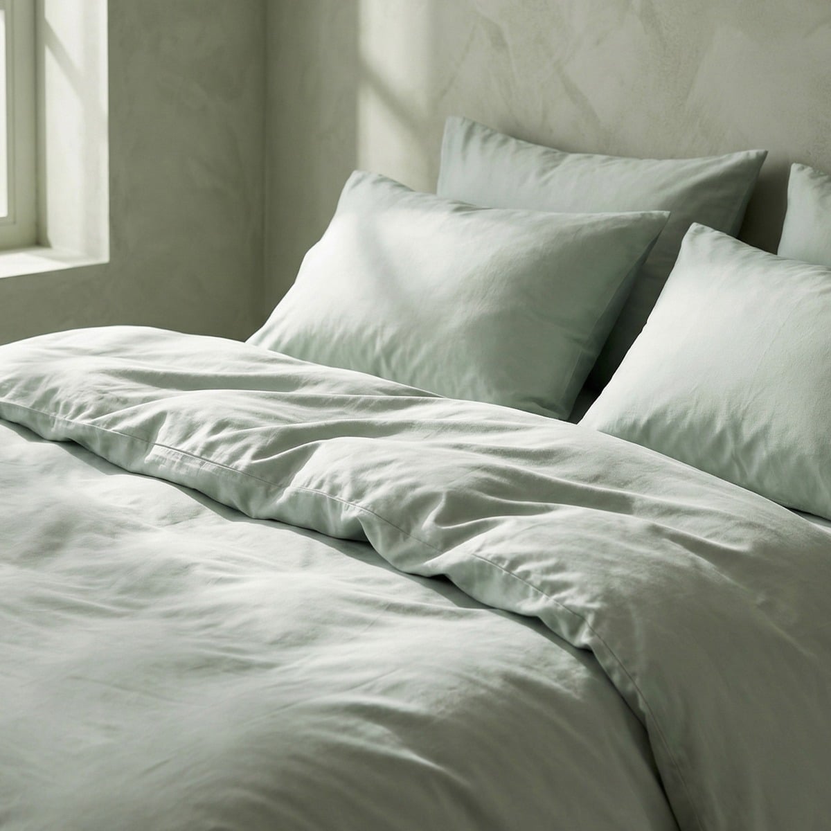 Bed linen set AVELIA Pistachio Satin Viscose Blend Bed Linen Set 140x200 cm