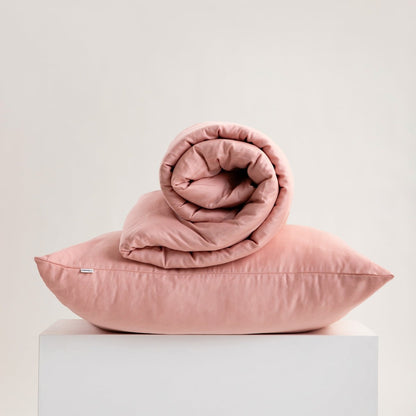 Bed linen set AVELIA satin with viscose blend pink 220x200 cm
