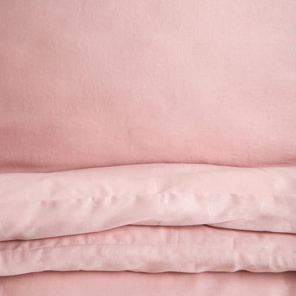 Bed linen set AVELIA Pink Satin Viscose Blend Bed Linen Set 140x200 cm