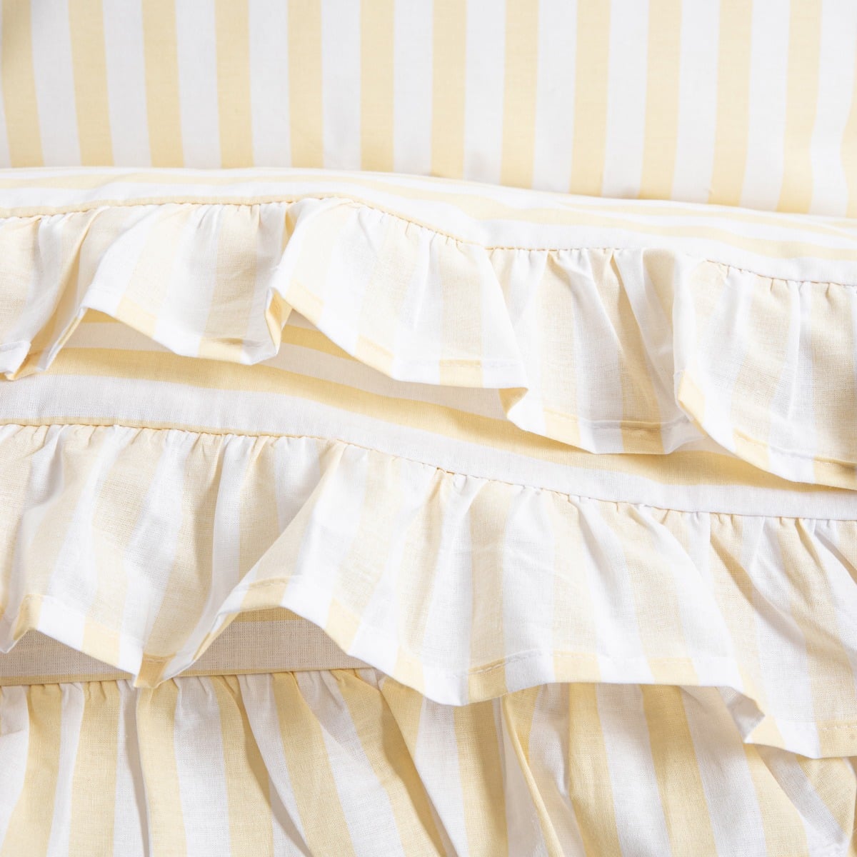 Trudy Yellow Striped Cotton Duvet with Frill 160x200 + 2 Pillowcases