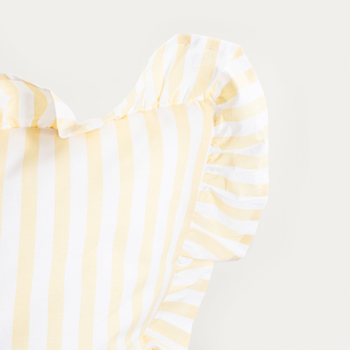 TRUDY Yellow Striped Cotton Duvet Set with Frill 140x200 + 70x80 cm