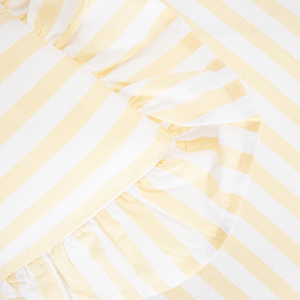 TRUDY Yellow Striped Cotton Duvet Set with Frill 140x200 + 70x80 cm