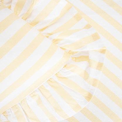 TRUDY Yellow Striped Cotton Duvet Set with Frill 140x200 + 70x80 cm