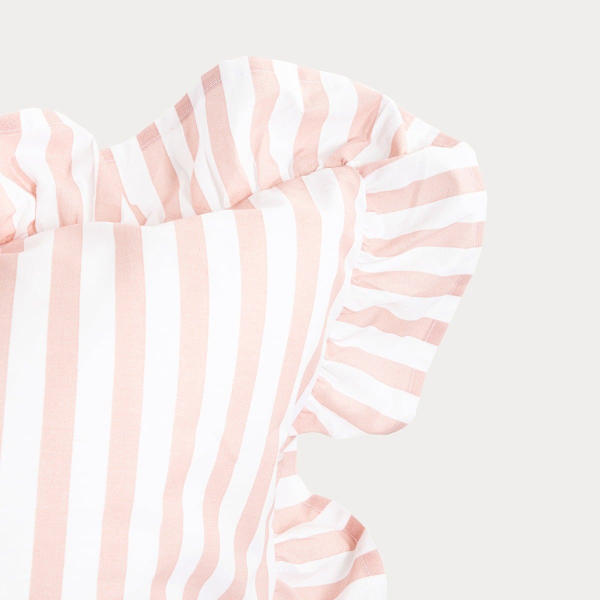 TRUDY Pink Striped Cotton Duvet Set with Frill 220x200 + 2 Pillowcases