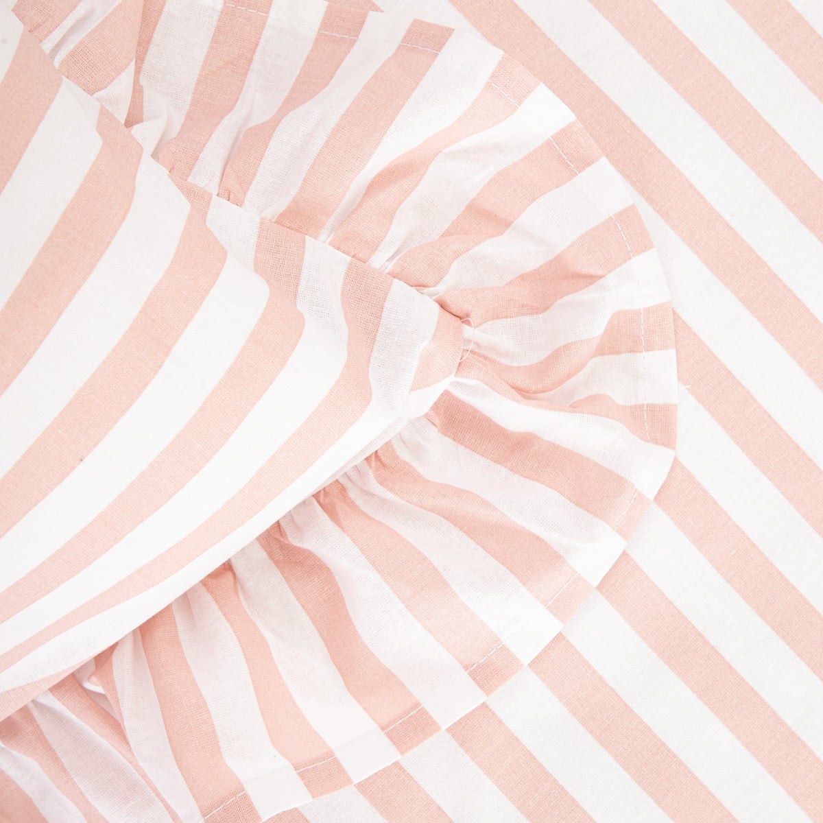 Trudy Pink Striped Cotton Bedding Set with Frill 140x200 + 70x80 cm