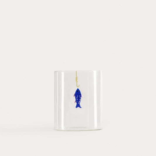 MARE Glass Mug with Vertical Fish Design - 0.4L
