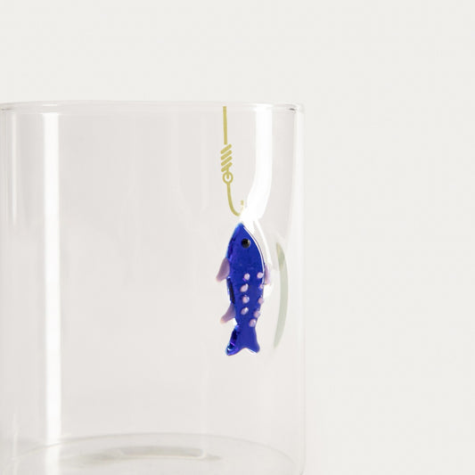 MARE Glass Mug with Vertical Fish Design - 0.4L