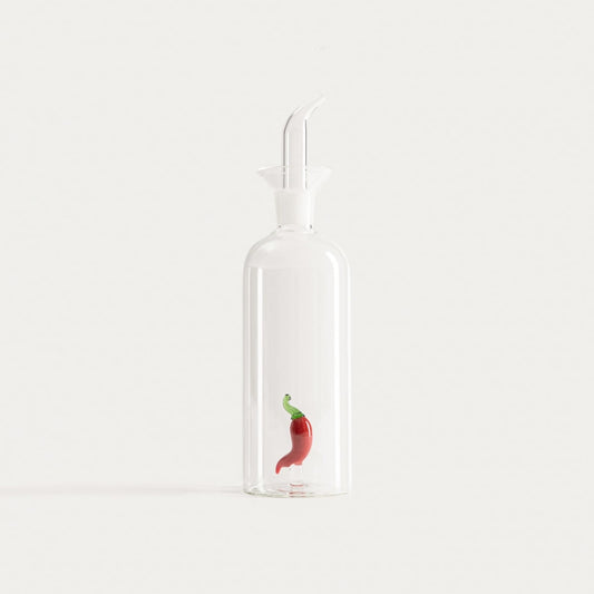 PICARO Olive Oil Bottle with Pepper - 0.4L Glass Dispenser