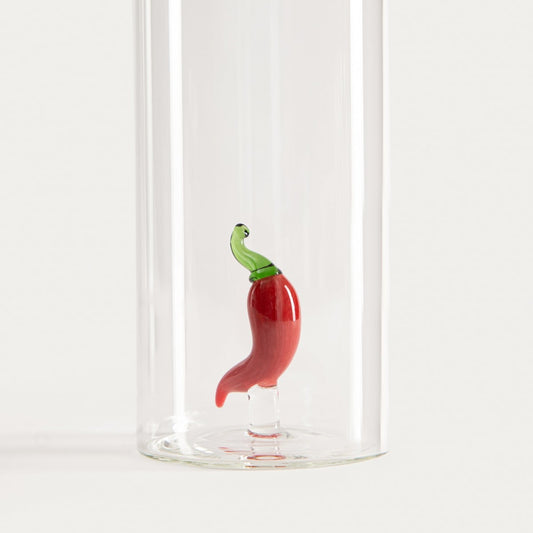 PICARO Olive Oil Bottle with Pepper - 0.4L Glass Dispenser